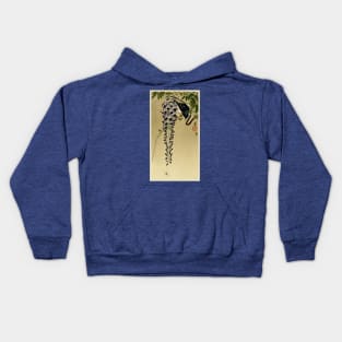 Flycatcher at wisteria, by Ohara Koson Kids Hoodie